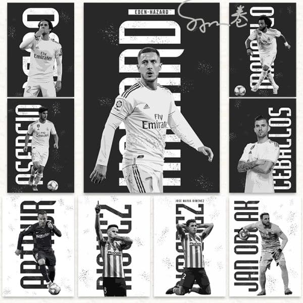 Best Football Players Portraits Poster Canvas Printing Football Stars Portraits Wall Art Picture Football Fans Home Room Decor