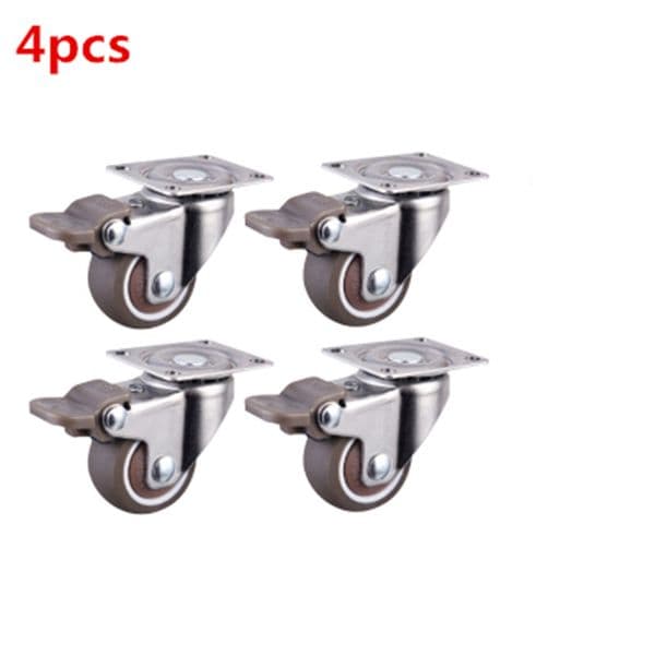 4pcs Furniture Casters Wheels Soft Rubber Swivel Caster Silver Roller Wheel For Platform Trolley Chair Household Accessori