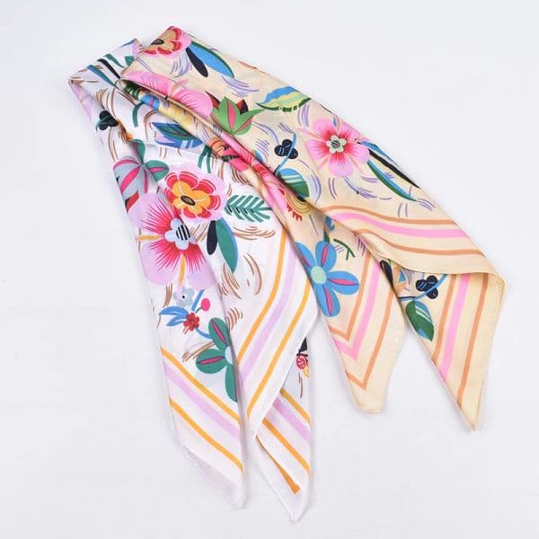 Plant Flower Women's 70 Square Scarf, Small Silk Scarf, Sun Protection, Breathable Scarf, Headband