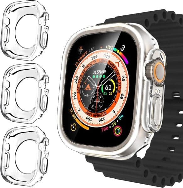 Watch Half Cover Case For Apple Watch Ultra 8 7 6 5 3 44/40/41mm Silicone Soft Cases For iWatch Series 49 45/42/38MM Accessories