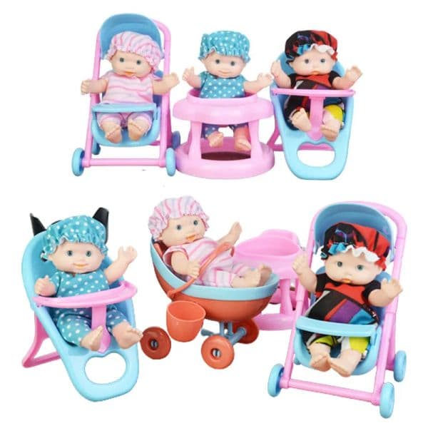 Kawaii 4-6 Inches Doll Toy Toddlers Cart Chair Accessories for Doll Playset Dollhouse Children's Toy Gift for Kids Cool Stuff