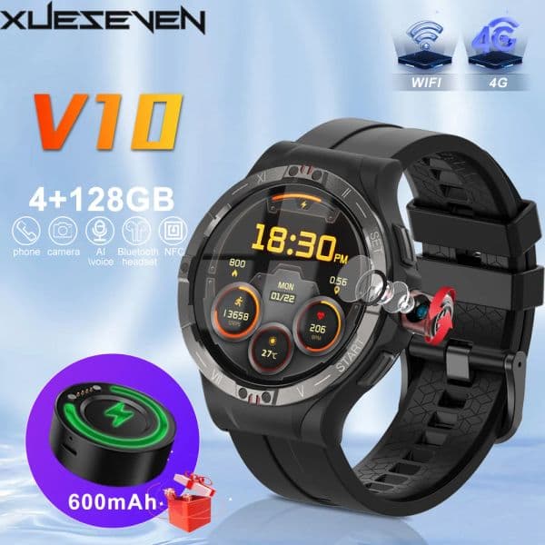 XUESEVEN KOM10 120 ° Telescopic Rotary Camera Smartwatch 2025 SIM new Card 4G+128G Android 9.0 GPS WIFI Video Call Waterproof Men's Watch