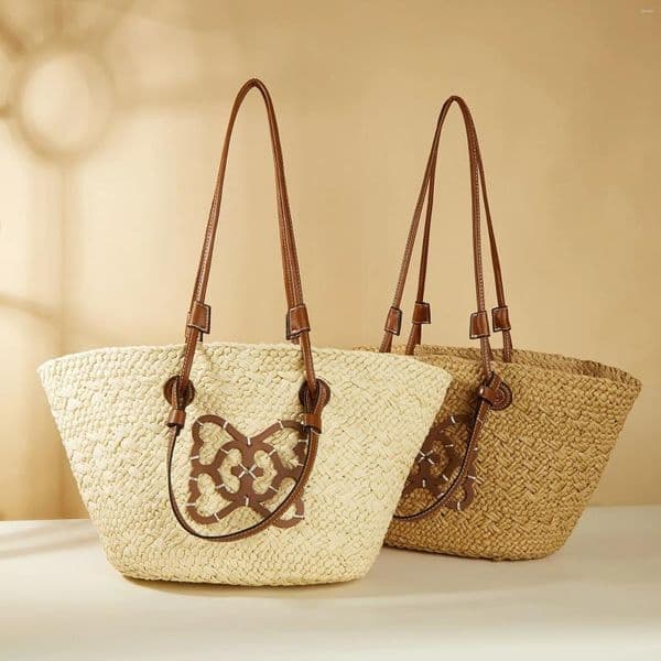 Free Shipping Shoulder Bags Design Striped 2024 Summer Women Beach Straw Bag Large Capacity Casual Totes Female Eco Friendly Designer Bag Luxury Bag Tote Bag