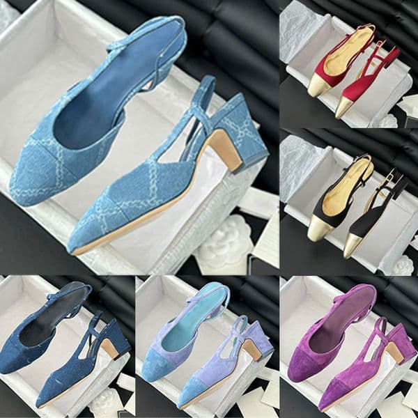 Flat Ballet Flats Women Dress Boat Slingbacks Designer Sandals Brock Heels Slingback Pump Blue Denim Suede Loafers Colorful Mary Jane Office Party Shoes
