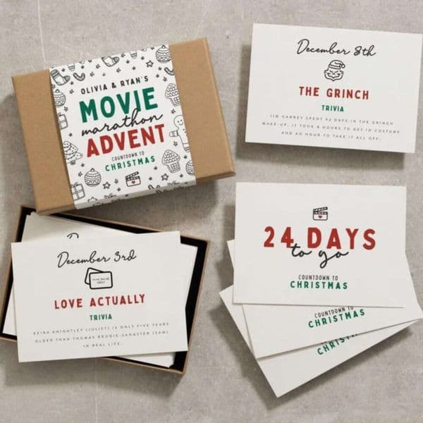 Countdown Calendar Advent Contains Christmas 24 Cards With Movie Names Tabletop Xmas Calendars Ornament s
