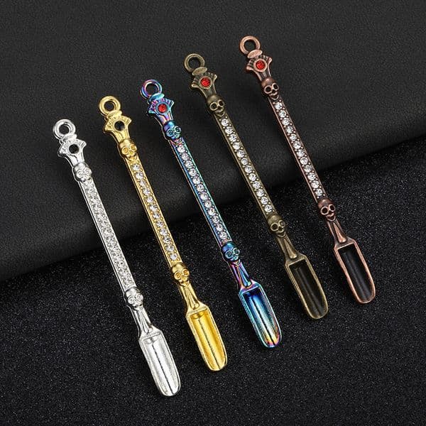 Diamond Shovel Spoon Skeleton Metal Smoke Shovels Powder Scoop Hookah Shisha Smoking Pipe Snuff Accessories