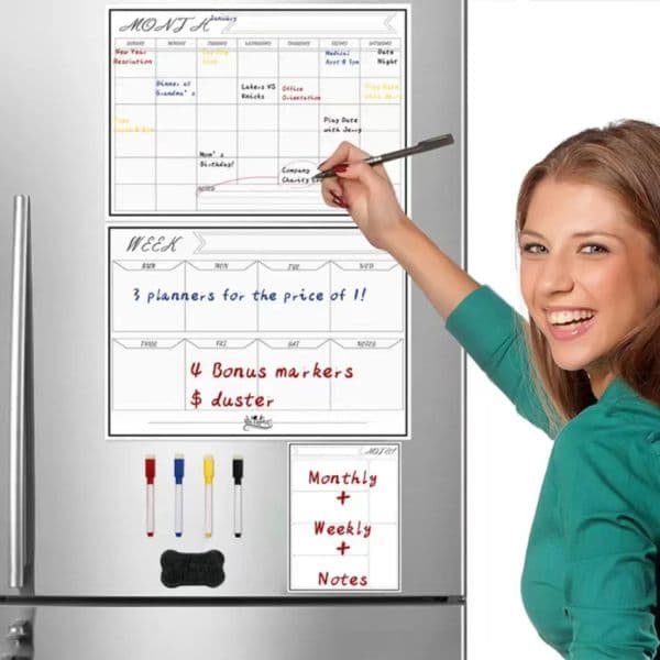 2023 New Magnetic Monthly Weekly new Planner Calendar 2025 Table Dry Erase Whiteboard Blackboard Fridge Sticker Message Board Menu