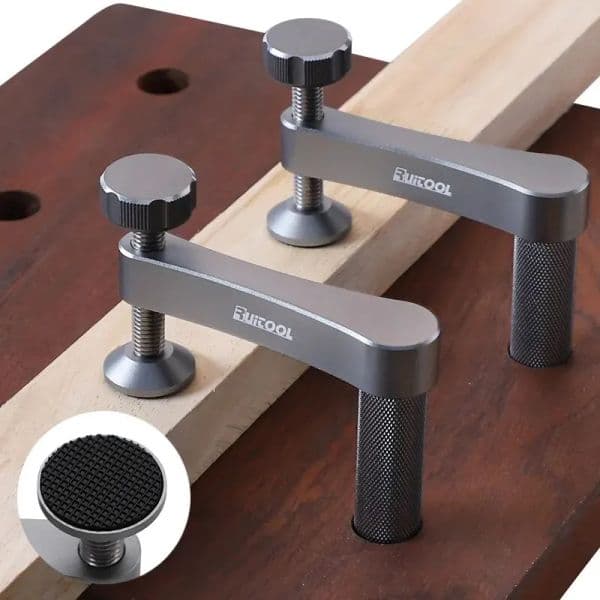 2pcs Bench Dog Clamp with Non-Slip 2025 Pad 3/4'' 19mm Hold Down new Clamp Aluminum Adjustable MFT Table Clamps for Woodworking Tool