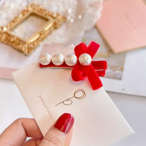 Red Golden Veet Bow Hair Ornament Baby Hair Circles Pins Christmas New Year new Korean Accessories Hair 2025 Clips for Women Girls 1pcs