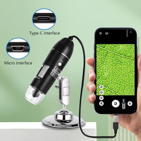 500X/1000X/1600X Digital Microscope USB Industrial Electronic Desktop Magnifier Soldering Phone Repair Magnifier LED Magnifier