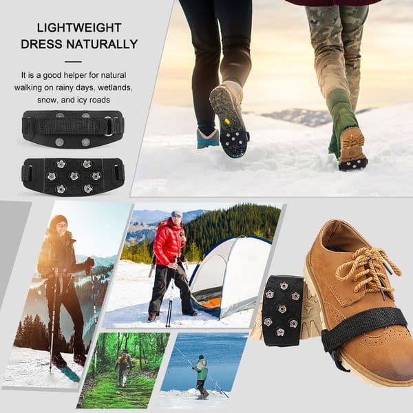 2 Pcs Crampons Spikes with 7 Spikes Crampons Ice Cleats Ice Cleats Grips for Footwear for Walking Jogging Hiking Mountaineering