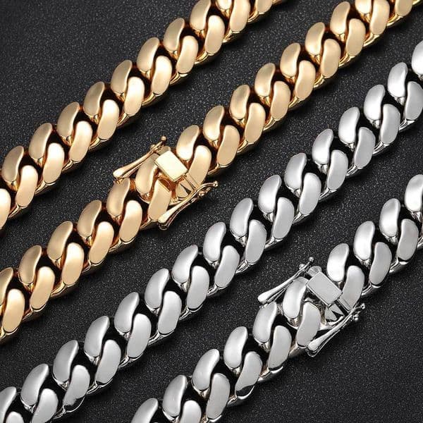22mm Hip Hop Smooth Cuban Chain Necklace Bracelets 14k Gold Plated Men Jewelry Set