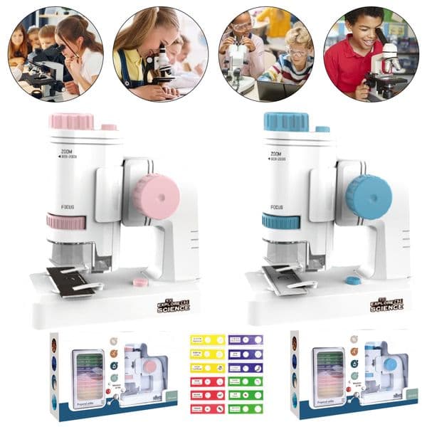80-200X Handheld Mini Microscope 12PCS Specimen Slides Handheld Pocket Microscope Lab Handheld Microscope Kids Science Equipment