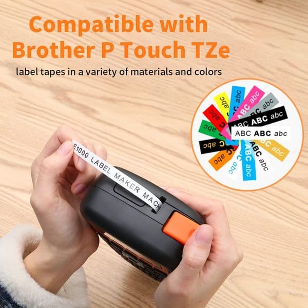 E1000 Pro Label Printer Label Printer Handheld Industrial Label Maker Machine with QWERTY Keyboard for Home Office Organization
