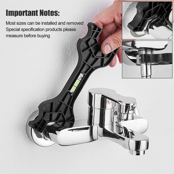Dual Headed Wrench with Bubble Level Plastic Faucet Spanner Multifunctional Bath Tap Special Wrench Tool for Water Pipe/Faucet