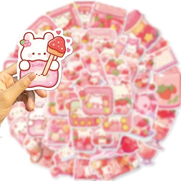 10/30/50pcs Cute Pink Snack Bear Stickers Kawaii Animal Decals Laptop Phone Suitcase Luggage Diary Waterproof Sticker Kids Toys