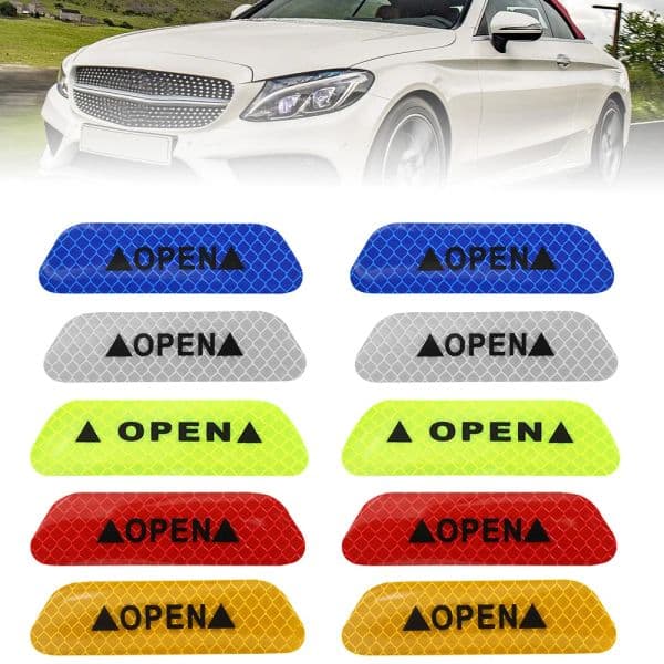 4PCS Universal Car Door Open Reflective Stickers Safety Warning Mark Decal Sticker Auto Exterior Motorcycle Bike Helmet Sticker