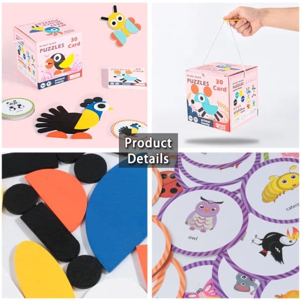 Children Wooden Tangram Animal Puzzles Toys Montessori Geometric Shape Color 3D Jigsaw Board Game Learning Educational Kids Toys