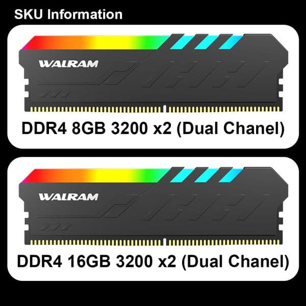 Walram Memory RAM DDR4 PC UDIMM 2025 4G 8G 3200MHz PC4-25600U 288Pin 1.35V Dual Channel Stunning Games Desktop new Memoria DDR 4 Ram