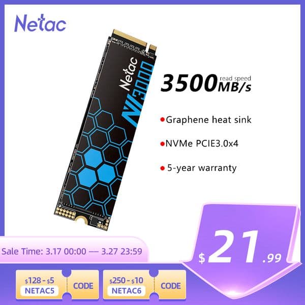 NETAC SSD NVMe M.2 1TB 2TB SSD 3500MB/s Hard Drive M2 2280 SSD HD 250GB 500GB PCIe 3.0 Internal Hard Disk for Laptop Desktop PC