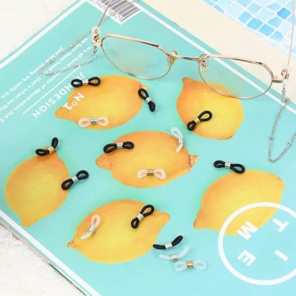 20pcs Eyeglass Adjustable Spring Rubber Ends Connectors for Eye Glasses Holder Necklace Chain DIY Jewelry Making