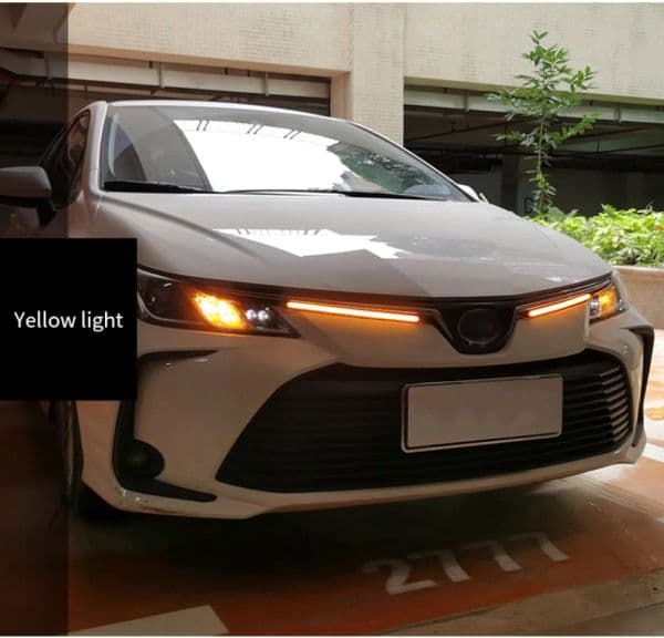 2PCS Car LED Daytime Running Lights 12V Waterproof LED Strip Streamer Turn Decorative Headlight Yellow White Day Signal Light