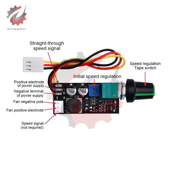 DC5-12V PWM Speed Controller Fan Speed Governor Module 2-3 Wire Electrical Equipment Governor Board With Knob Switch Manual Stop