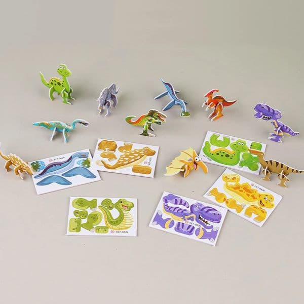 10-50pcs 3D Dinosaur Paper Model Puzzle Assembled Brain Teaser Games Montessori Educational Toys for Children Jigsaw Kids Toys