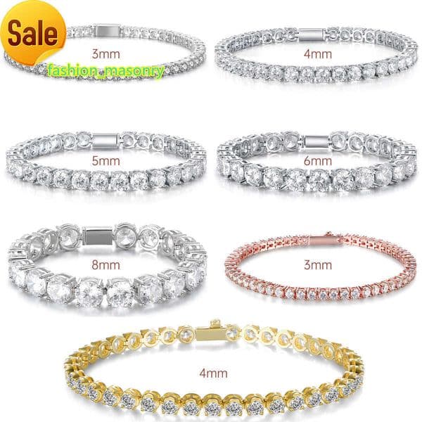 925 Sterling Silver D VVS1 Diamond Necklaces Fine Moissanite Jewelry Moissanite Tennis Chain Bracelets for Men Women