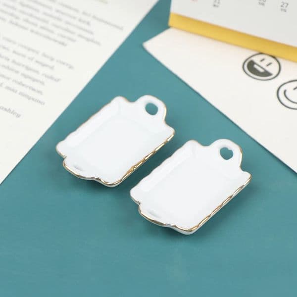 1Pcs 1/12 Dollhouse Miniature Ceramic Food Tray Plate Dishs Model Kitchen Furniture Accessories For Doll House Decor Toys Gift