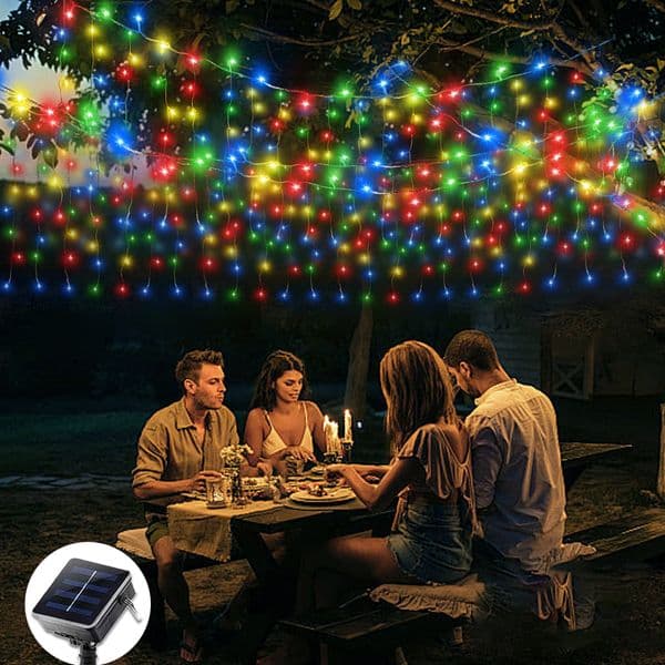 1PC Solar Icicle Lights Outdoor, Icicle Christmas Lights with 16 Drops,Waterproof Fairy Lights for Indoor Patio Tree House Decor