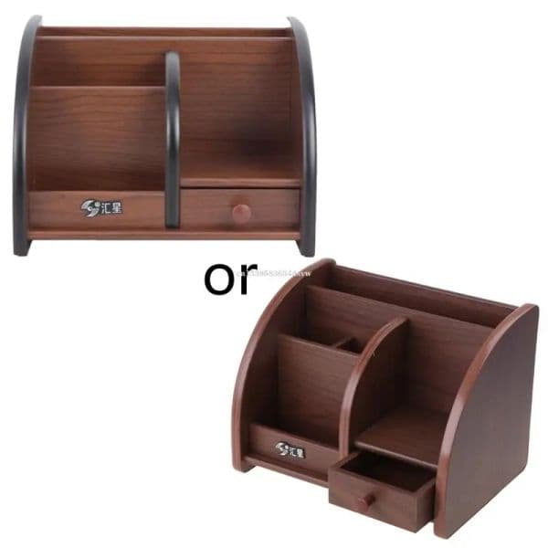 Vintage Wood Desk Jewelries for Case Marker Display Stand Makeup Tools Holder Remote Control Holder