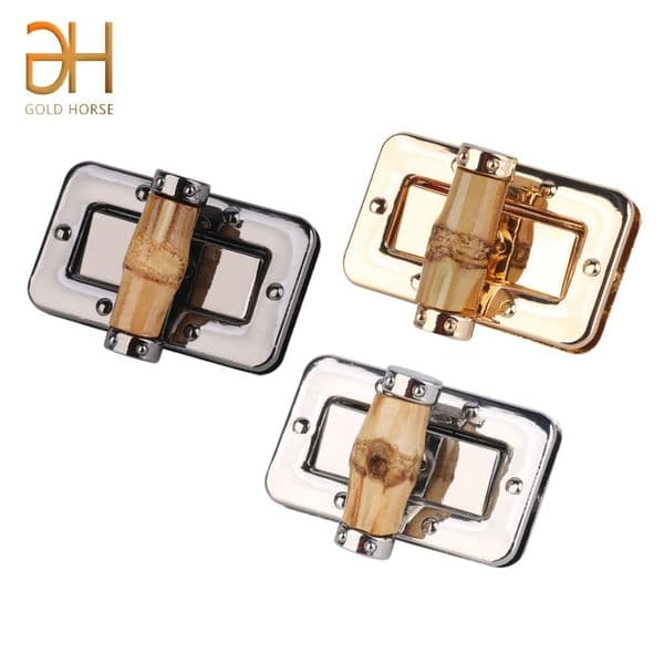 Vintage Rectangle Metal bamboo Bag Clasp Turn Twist Lock for DIY Handbag Leather Craft Bag Purse Hardware Bag Accessories