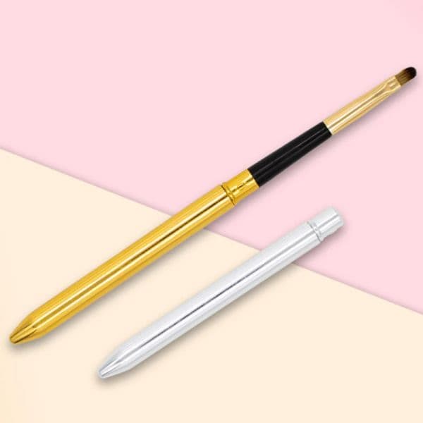 Portable Silver Lips Makeup Brush Pen Metal Handle Cosmetic Lipgloss Lipstick Lip Gloss Brush With Protect Cap Maquiagem