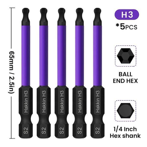 5Pcs Ball End 2025 Hex Bit new Set H3 H4 H5 Allen Wrench Drill Bit 1/4 Inch Magnetic Allen Screwdriver Bits