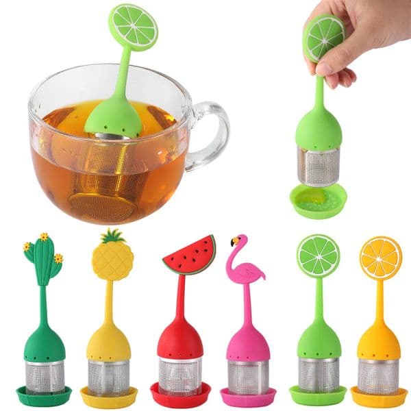 Tea Infuser Silicone Handle Stainless Steel Tea Strainers Drip Tray Included Extra Fine Mesh Tea Ball for Loose Leaf or Herbal Tea