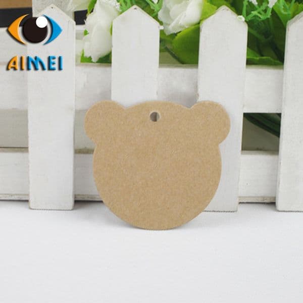 Blank Kraft Paper Labels Little Bear Tags Lace Round Papar Tag For Gift Label Kraft For Children'S Clothing Price List