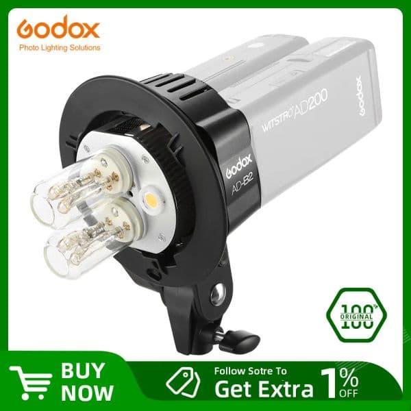 Godox AD200 AD-B2 Bowens Mount double tubes Light Head Bracket for AD200 Portable Flash