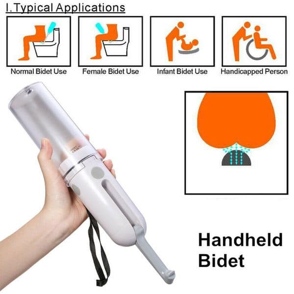 230ml USB Charging Portable Handheld Waterproof Electric Hygiene Clean Bidet White Washing Travel Toilet Silicone Two Speed