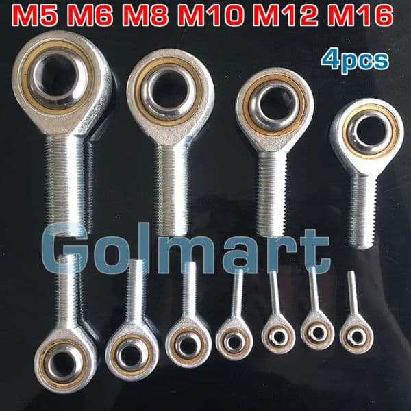 4PCS M5 M6 M8 M10 M12 M16 M18 Male Oscillating Right Thread Fish Eye Rod End Joint Bearing Machine Ball