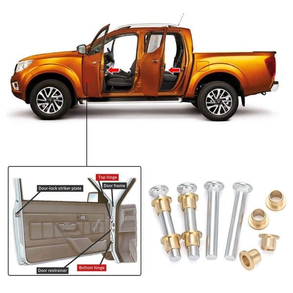 Hot Sale 4PCS Car Door Hinge Pins Bushing Repair Assembly Kit Set For Navara 97-05 D22 High Strength Corrosion-resistant
