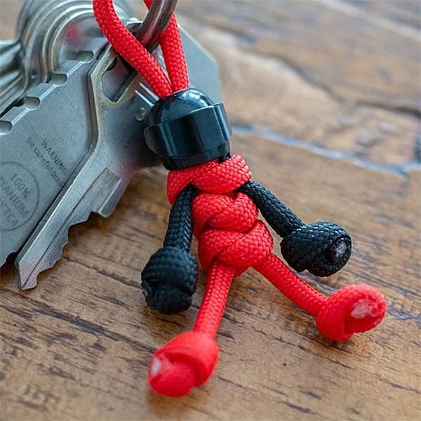 Original Key Chain Building Block Keychain Braided Rope Little Biker Helmet Pendant People Paracord Buddy Bag Doll Toy Gifts