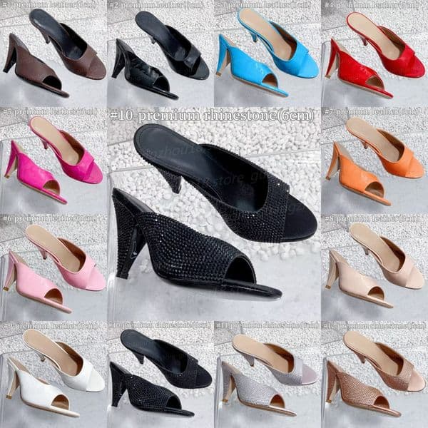 10A Premium Designer High Heels 6cm Women's Summer Pointed Sandals with Imprinted Logo Fashion Shoes With Rhinestone 27494