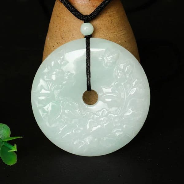 Burmese Jade Flower Pendant Jadeite Men White Necklaces Pendants Stone Man Jewelry Energy Amulet Natural Choker Necklace