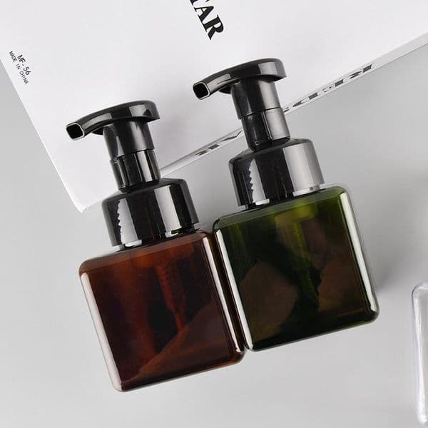 Foaming Soap Dispenser 250ml/8.5oz Square Refillable Plastic Hand Pump Bottle for Liquid Soap Shampoo Body Wash