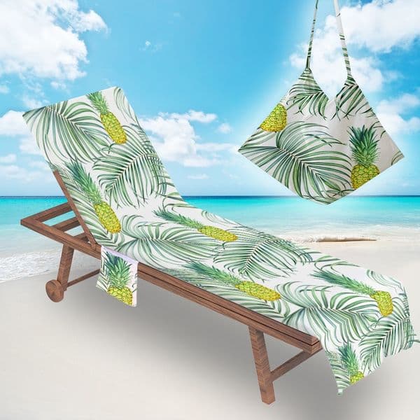 Beach Chair Towel Cover 75x210CM Tropical Floral Quick Dry Sand Free Poolside Lounger Blanket