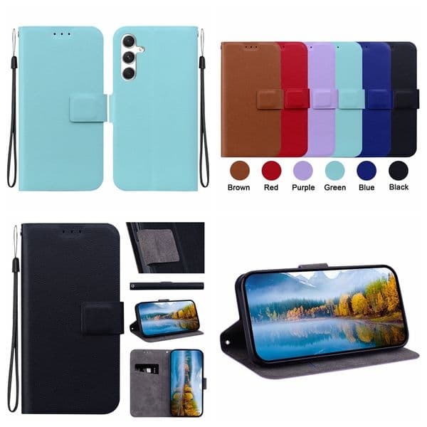 Leather Wallet Cases For Samsung S26 S25 edge Plus S24 FE S23 Ultra A16 A06 M35 M15 A55 A35 A15 A25 A54 A34 A14 Business Ultra-thin PU Credit ID Card Slot