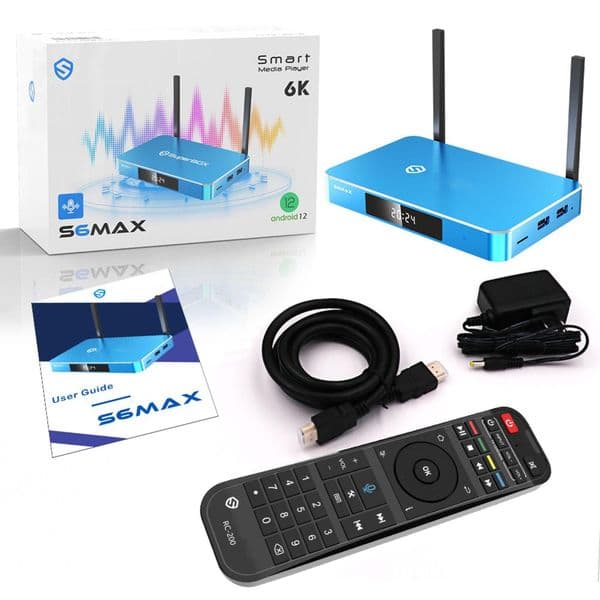 SUPERBOX S6 Max - 2024 Model Smart TV Box with 4GB RAM + 64GB Storage, Voice-Activated Remote & 6K HDMI Output for Easy Set Up Parental Control Features Included