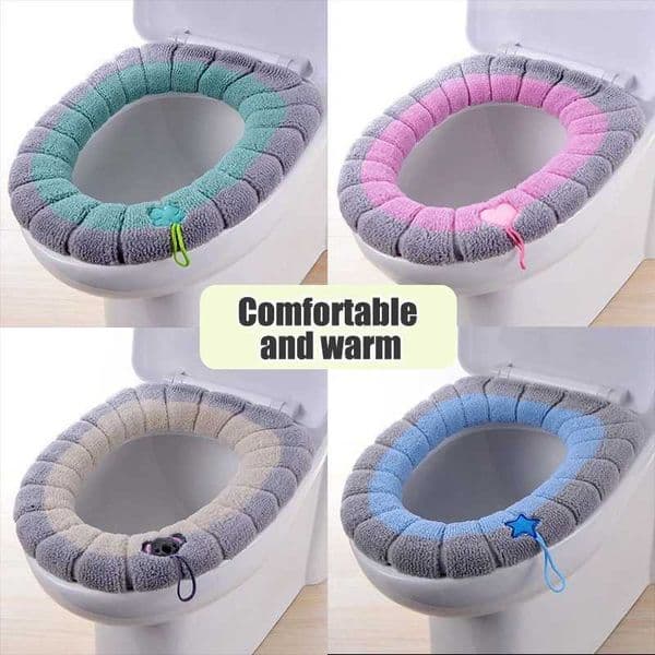 1 pack of spliced color portable knitted toilet seat thickened washable antifreeze toilet seat thickened knitted O-shaped universal W241204