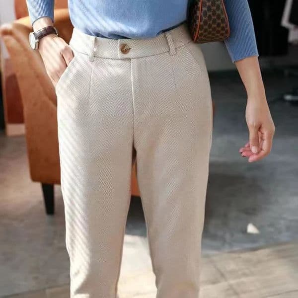 Autumn Winter Workplace High Waist Casual Set Pants Office Womens Maid Wool Pants Maid Harem Pencil Pants 241202